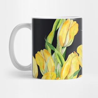 Black and Yellow Tulips Floral Watercolor Art Mug